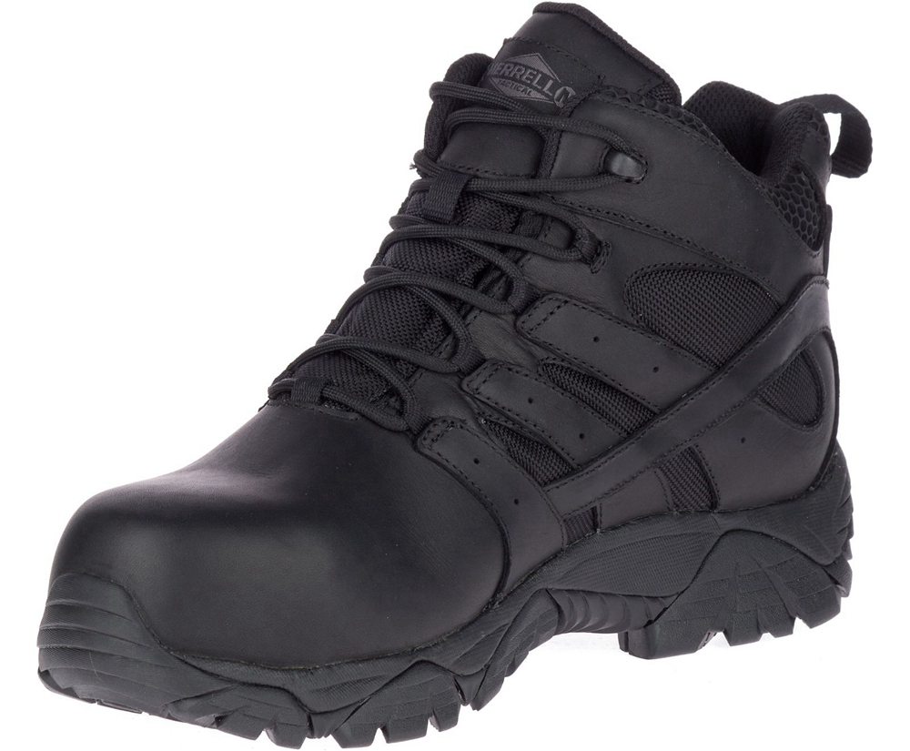 Kozaki Merrell Damskie Czarne - Moab 2 Mid Tactical Response Waterproof Comp Toe Work - 129086-ZIR